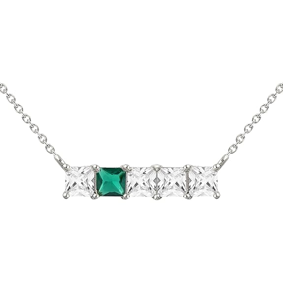 Princess Cut Square Rose Silver Gold CZ Anti Tarnish Brass Necklace Bulk