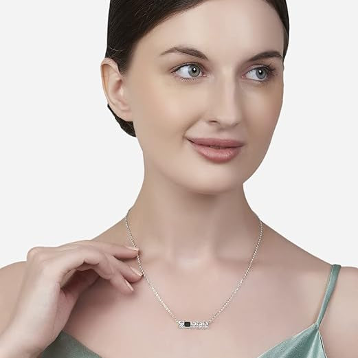Princess Cut Square Rose Silver Gold CZ Anti Tarnish Brass Necklace Bulk Secondary image