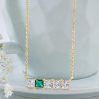 Princess Cut Square Rose Silver Gold CZ Anti Tarnish Brass Necklace Bulk