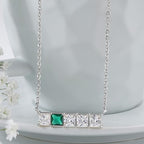 Princess Cut Square Rose Silver Gold CZ Anti Tarnish Brass Necklace Bulk