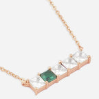 Princess Cut Square Rose Silver Gold CZ Anti Tarnish Brass Necklace Bulk