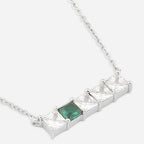 Princess Cut Square Rose Silver Gold CZ Anti Tarnish Brass Necklace Bulk