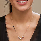 Teardrop Cluster Black Beads Rose Silver Gold CZ Brass Necklace Bulk