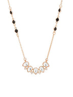 Teardrop Cluster Black Beads Rose Silver Gold CZ Brass Necklace Bulk