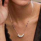 Teardrop Cluster Black Beads Rose Silver Gold CZ Brass Necklace Bulk