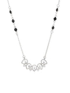 Teardrop Cluster Black Beads Rose Silver Gold CZ Brass Necklace Bulk