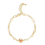 Elegant Link Chain Rose Silver Gold Plated Beads Brass Bracelet Bulk