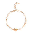 Elegant Link Chain Rose Silver Gold Plated Beads Brass Bracelet Bulk