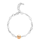 Elegant Link Chain Rose Silver Gold Plated Beads Brass Bracelet Bulk