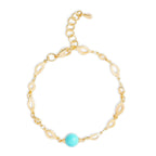 Luxury Turquoise Rose Silver Gold Anti Tarnish Brass Bracelet Wholesale