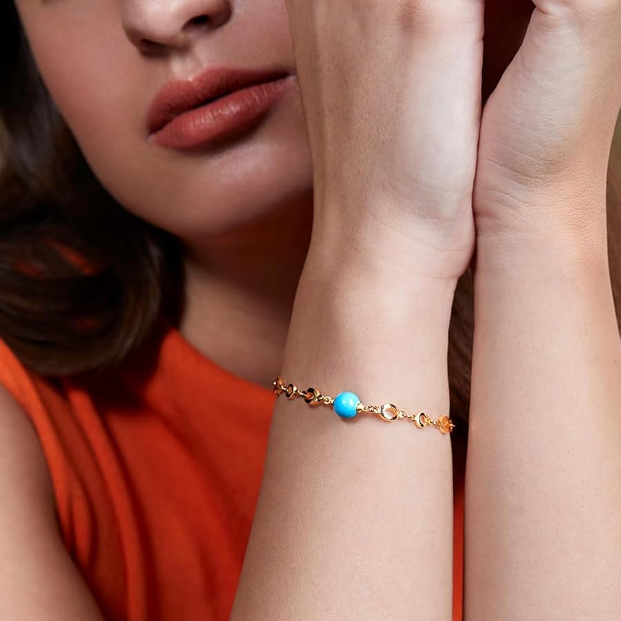 Luxury Turquoise Rose Silver Gold Anti Tarnish Brass Bracelet Wholesale