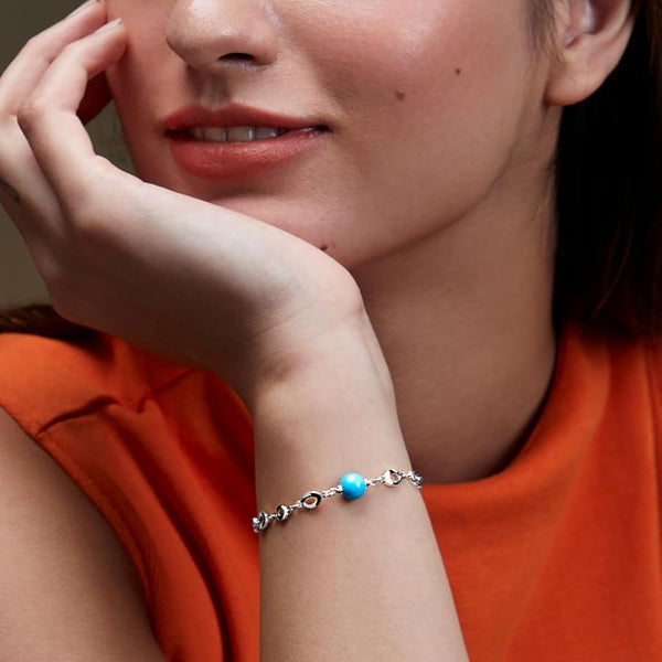 Luxury Turquoise Rose Silver Gold Anti Tarnish Brass Bracelet Wholesale Secondary image