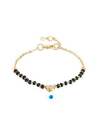 Designer Evil Eye Charm Black Beads Rose Silver Gold Brass Bracelet Bulk