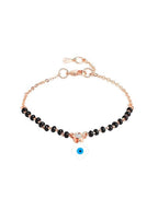 Designer Evil Eye Charm Black Beads Rose Silver Gold Brass Bracelet Bulk