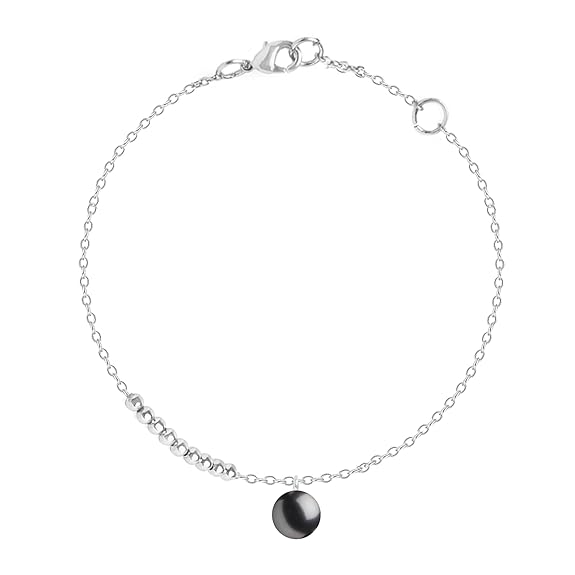 Minimal Black Beads Charm Rose Silver Gold Plated Brass Anklets Bulk