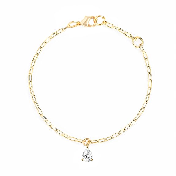 Minimalist Chain Teardrop Rose Silver Gold Plated CZ Brass Anklets Bulk