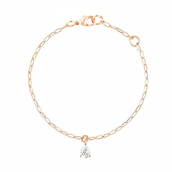 Minimalist Chain Teardrop Rose Silver Gold Plated CZ Brass Anklets Bulk