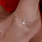 Minimalist Chain Teardrop Rose Silver Gold Plated CZ Brass Anklets Bulk