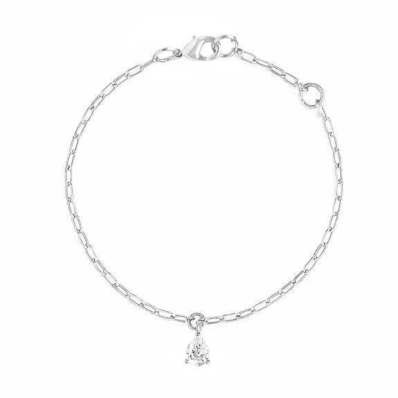 Minimalist Chain Teardrop Rose Silver Gold Plated CZ Brass Anklets Bulk