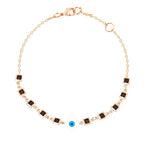 Square Black Stone Evil Eye Rose Silver Gold Enamel Brass Anklets Bulk