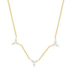 Delicate Floral Leaf Chain Rose Silver Gold CZ Brass Necklace Bulk