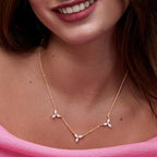 Delicate Floral Leaf Chain Rose Silver Gold CZ Brass Necklace Bulk
