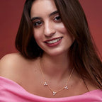 Delicate Floral Leaf Chain Rose Silver Gold CZ Brass Necklace Bulk