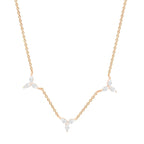 Delicate Floral Leaf Chain Rose Silver Gold CZ Brass Necklace Bulk