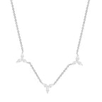 Delicate Floral Leaf Chain Rose Silver Gold CZ Brass Necklace Bulk