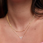 Elegant Double Layer Rose Silver Gold Plated CZ Brass Necklace Bulk