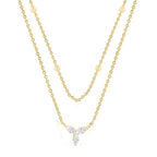 Elegant Double Layer Rose Silver Gold Plated CZ Brass Necklace Bulk