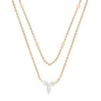 Elegant Double Layer Rose Silver Gold Plated CZ Brass Necklace Bulk