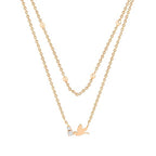 Delicate Layered Chain Bird Rose Silver Gold CZ Brass Necklace Bulk