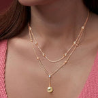 Dainty Double Layer Rose Silver Gold CZ Pearl Brass Necklace Wholesale