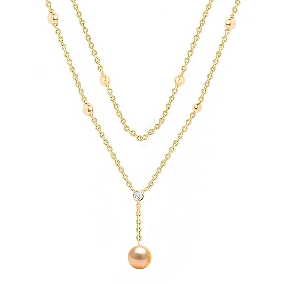 Dainty Double Layer Rose Silver Gold CZ Pearl Brass Necklace Wholesale
