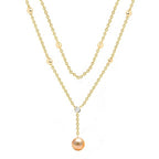 Dainty Double Layer Rose Silver Gold CZ Pearl Brass Necklace Wholesale