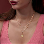 Dainty Double Layer Rose Silver Gold CZ Pearl Brass Necklace Wholesale