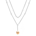 Dainty Double Layer Rose Silver Gold CZ Pearl Brass Necklace Wholesale