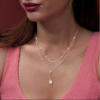 Delicate Two-Layer Rose Silver Gold CZ Anti Tarnish Brass Necklace Bulk
