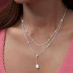 Delicate Two-Layer Rose Silver Gold CZ Anti Tarnish Brass Necklace Bulk