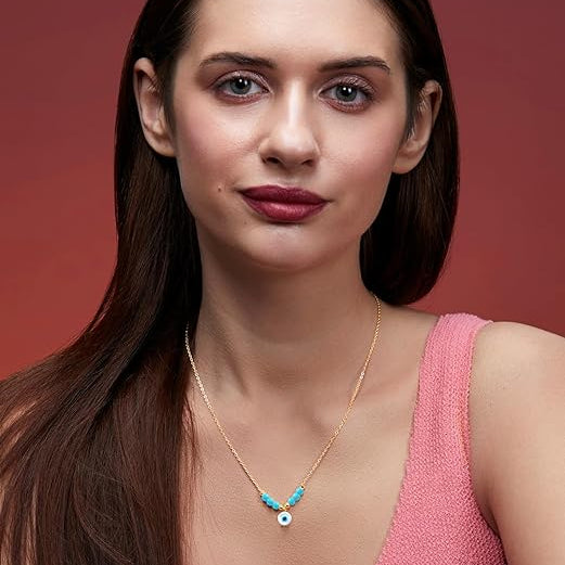 Modern Minimal Evil Eye Rose Silver Gold Enamel Brass Necklace Bulk