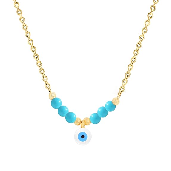 Modern Minimal Evil Eye Rose Silver Gold Enamel Brass Necklace Bulk