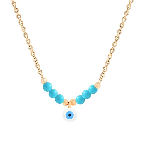 Modern Minimal Evil Eye Rose Silver Gold Enamel Brass Necklace Bulk