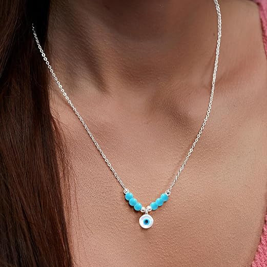 Modern Minimal Evil Eye Rose Silver Gold Enamel Brass Necklace Bulk Secondary image