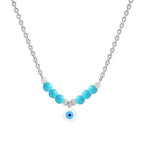 Modern Minimal Evil Eye Rose Silver Gold Enamel Brass Necklace Bulk