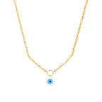 Minimal Blue Enamel Evil Eye Rose Silver Gold Brass Necklace Wholesale