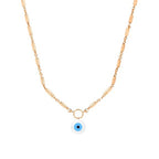 Minimal Blue Enamel Evil Eye Rose Silver Gold Brass Necklace Wholesale