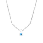 Minimal Blue Enamel Evil Eye Rose Silver Gold Brass Necklace Wholesale