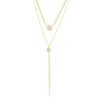 Layered Lariat Chain Rose Silver Gold Plated CZ Brass Necklace Bulk