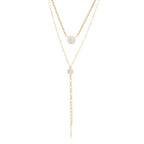 Layered Lariat Chain Rose Silver Gold Plated CZ Brass Necklace Bulk